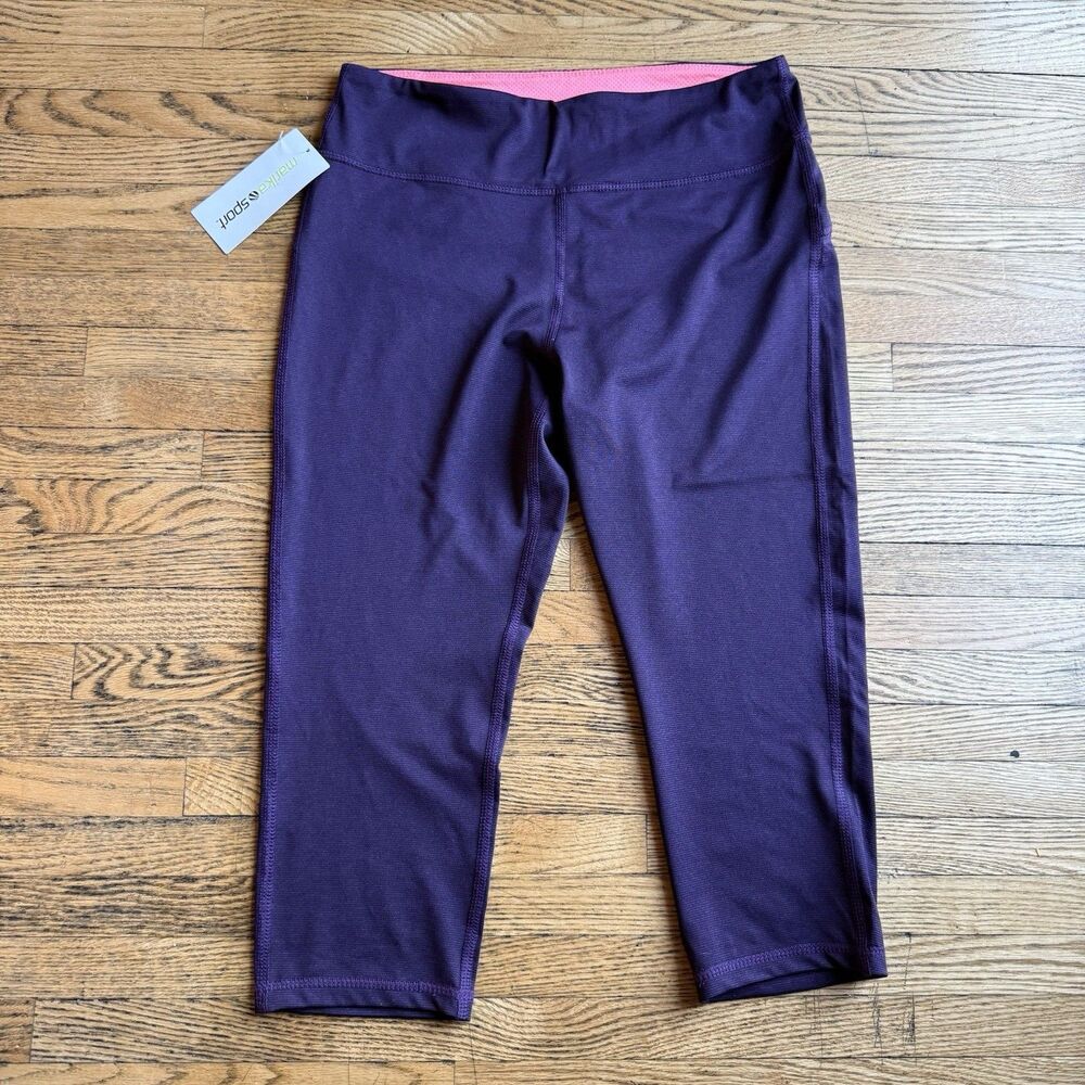 Marika Sport Capri Leggings Women's M Plum Purple Crop Workout Athleisure Casual